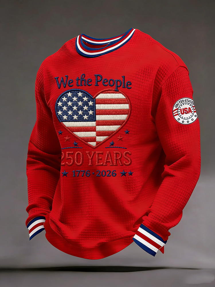 Unisex 250Th Anniversary Celebration Waffle Round Neck Long Sleeve T-Shirt