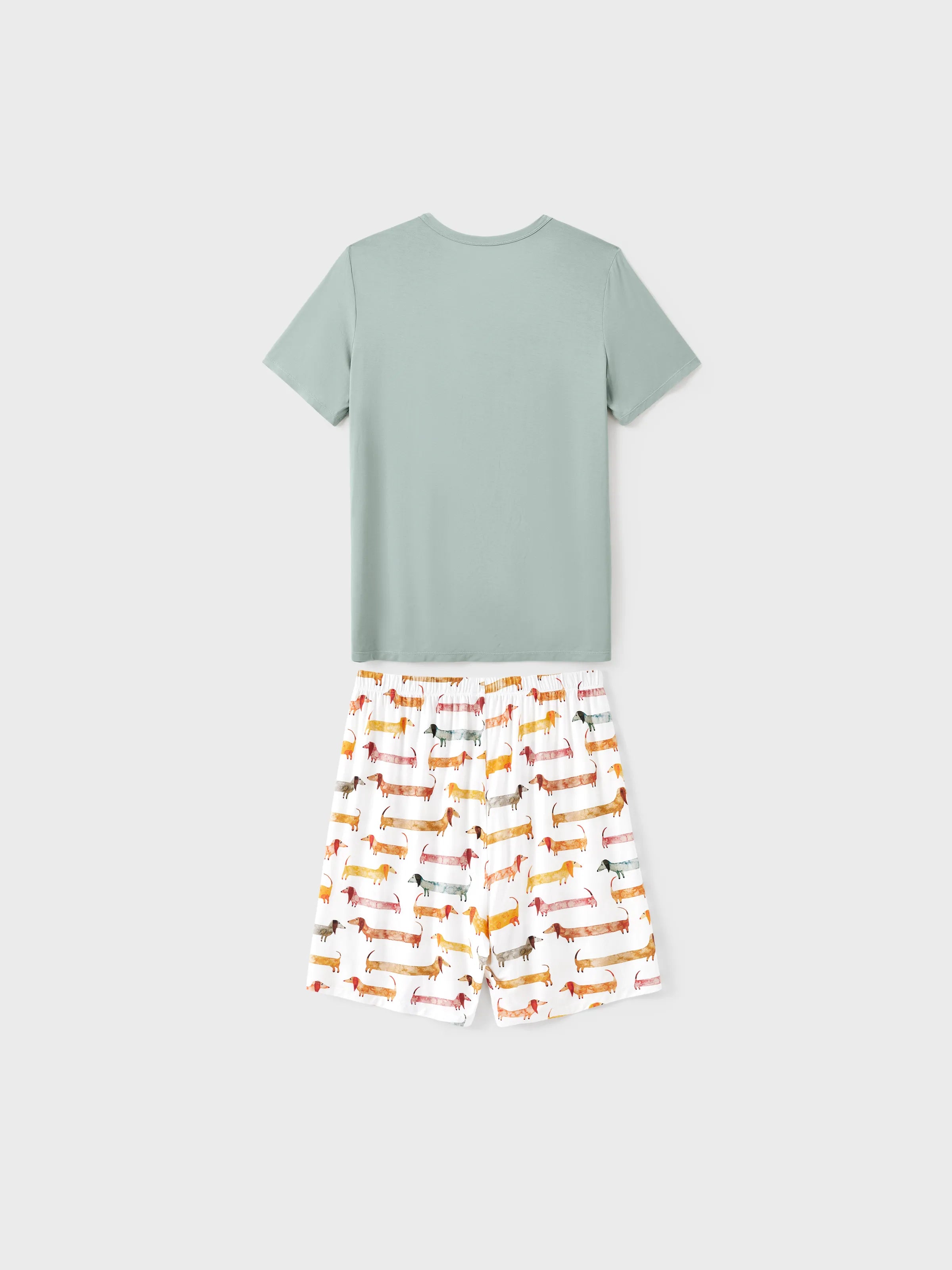 Bamboo Family Pajamas Cute Doggy Patterned Short-sleeve Matching Pajamas Set ( Snug-Fitting for Children ) Multi-color