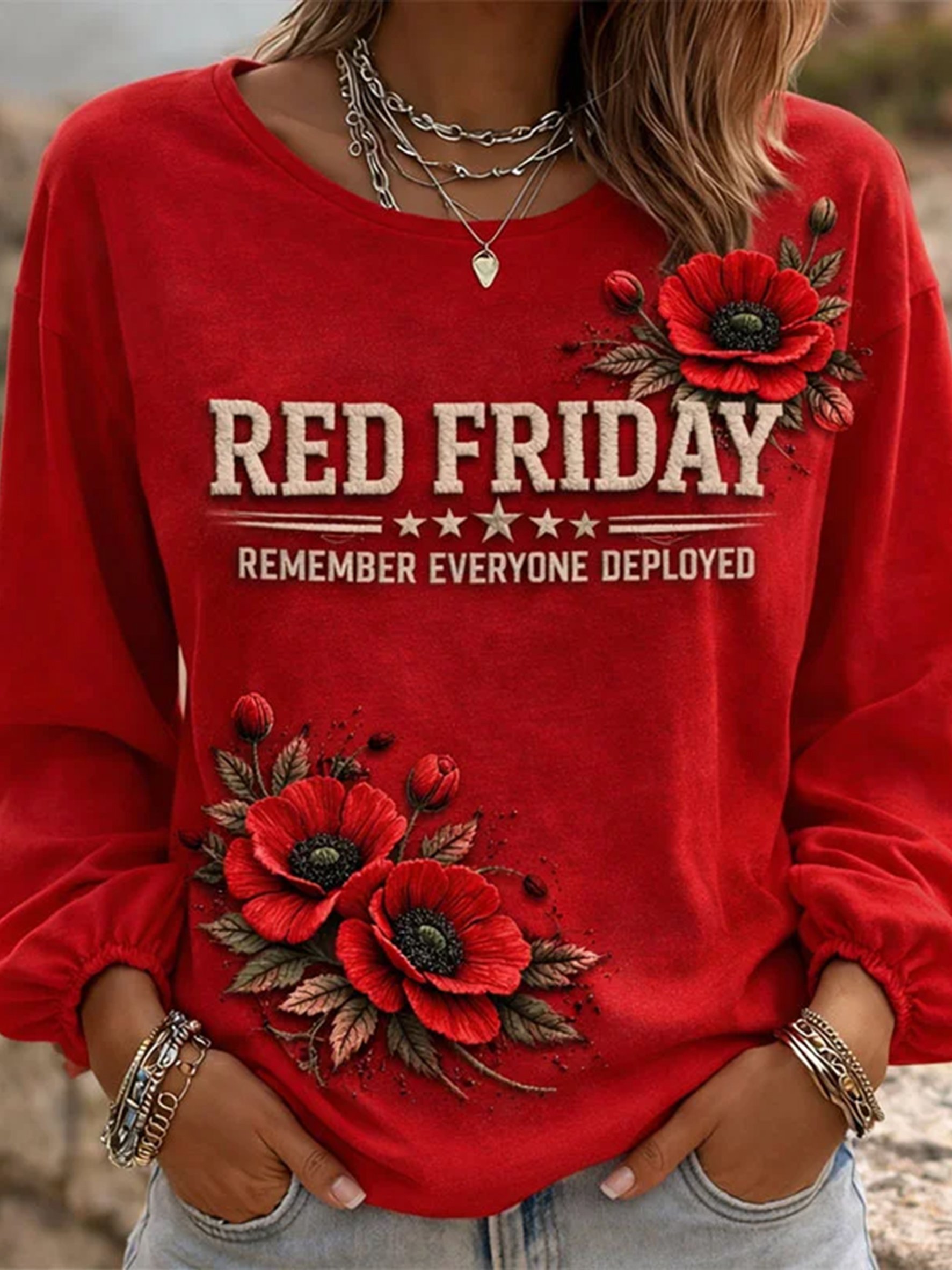 Retro Red Friday Print T-Shirt