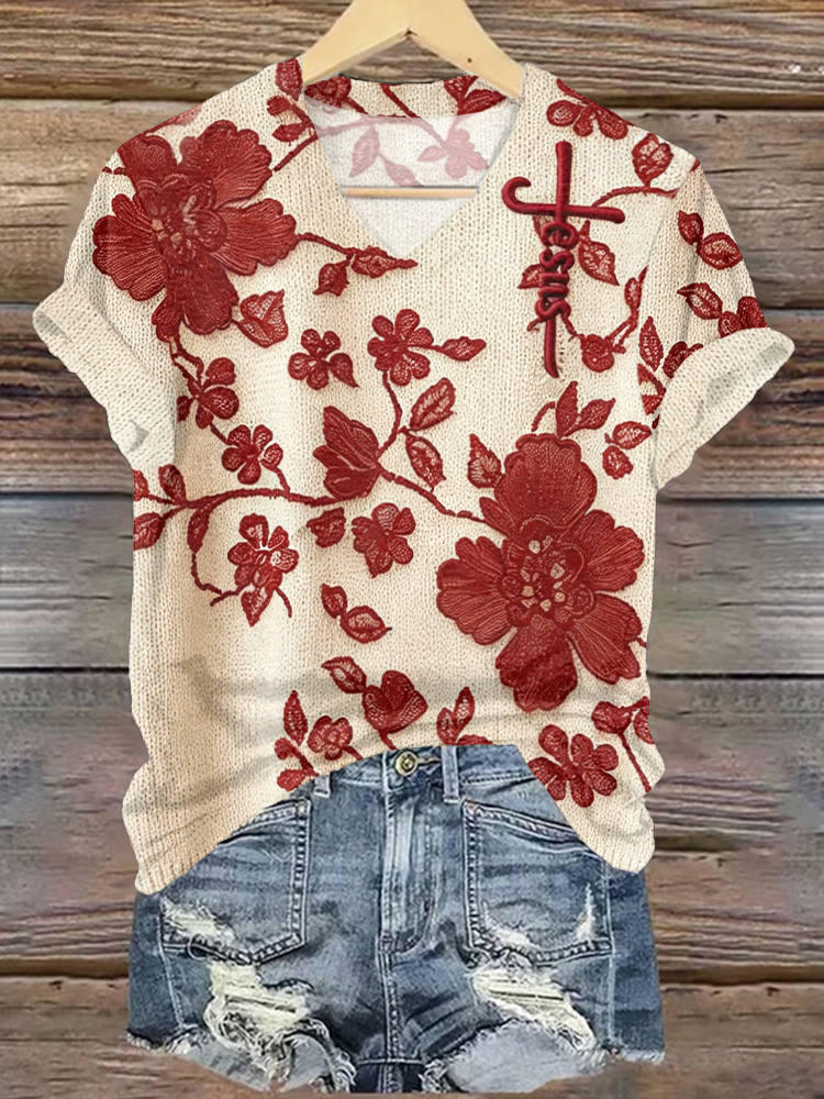 Women'S Casual Faith Printed Short Sleeved T-Shirt