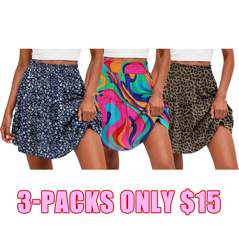 🌸 Women's Boho Ruffle Skort with Pockets