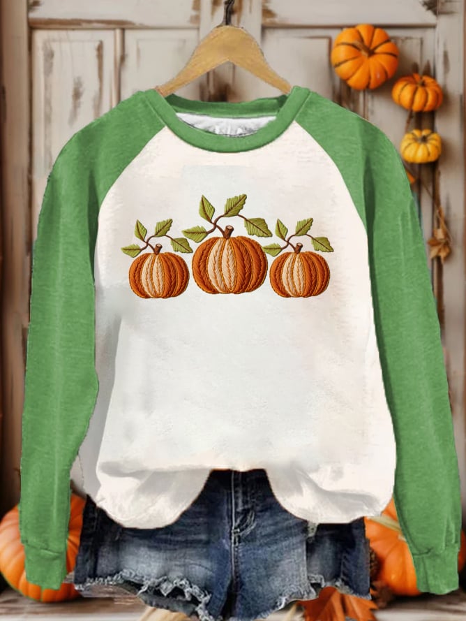 Women's Fall Pumpkin Print Sweatshirt