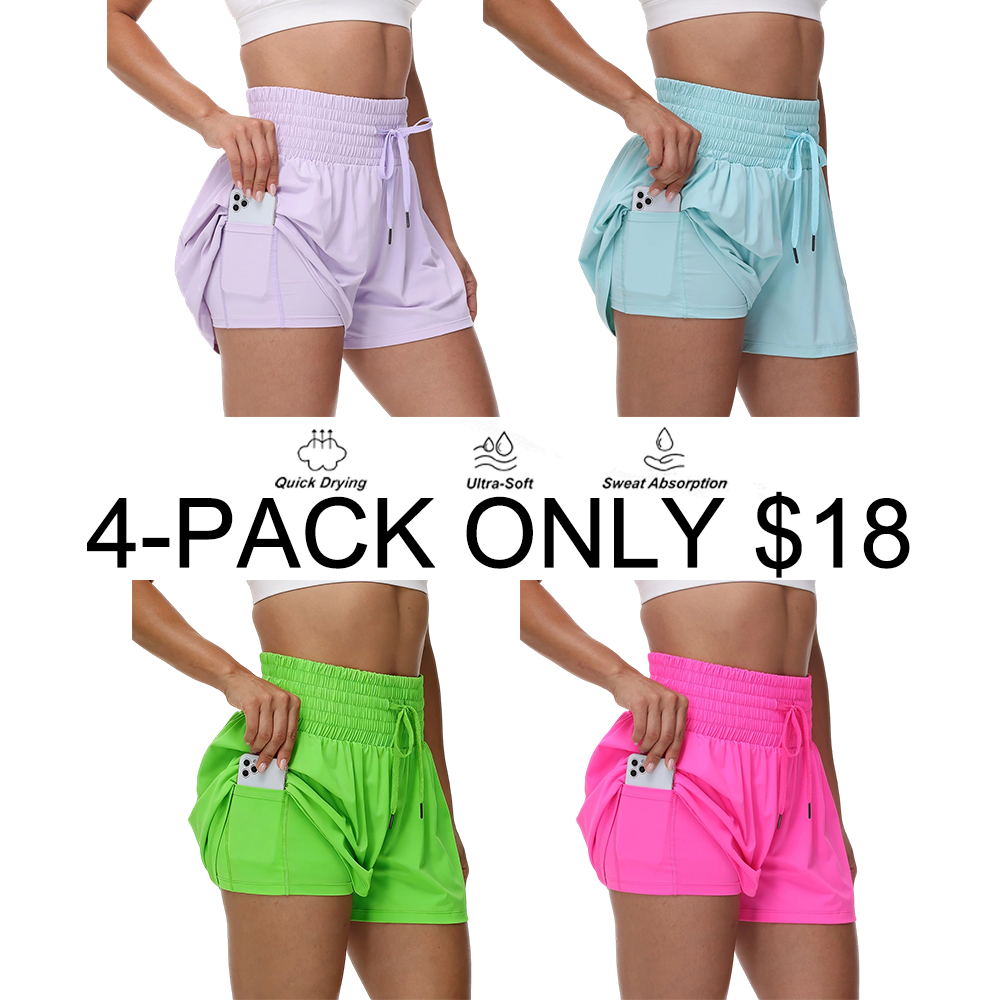 High Waisted 2-in-1 Flowy Athletic Shorts