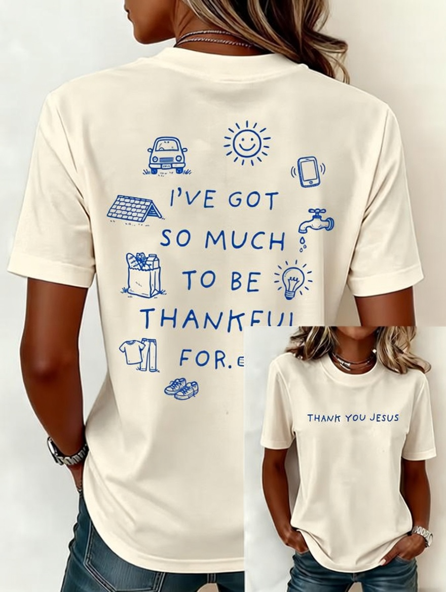 Women's Casual Faith Cross Print Short-Sleeve T-Shirt