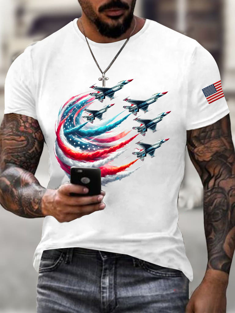 Men'S American Flag Jet Fighter T-Shirt