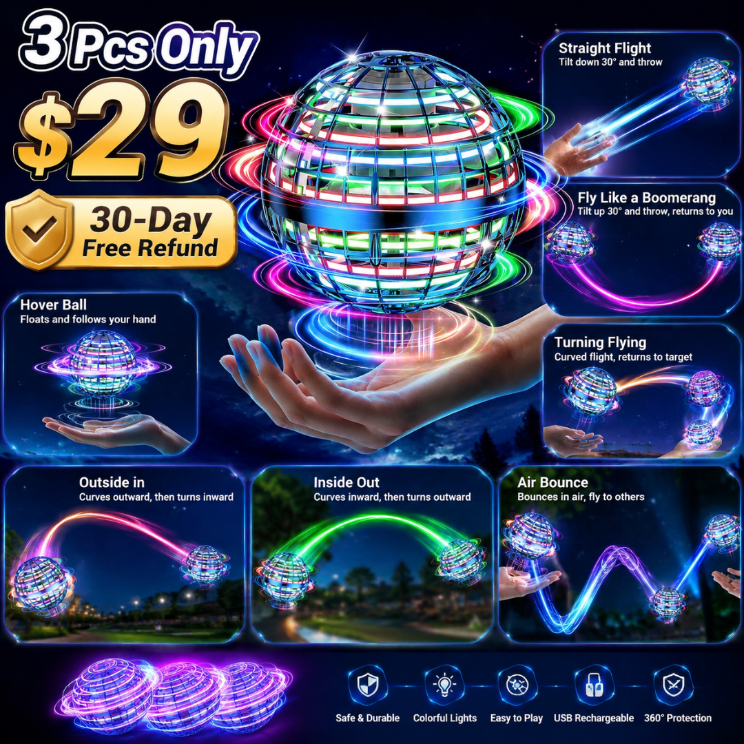 Hottest! Cosmic Fly Ball - Boomerang hover, galaxy - spin effect, drone - like track.