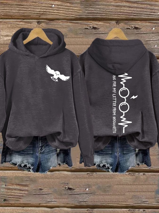 Women's Waiting For My Letter Print Casual Hoodie