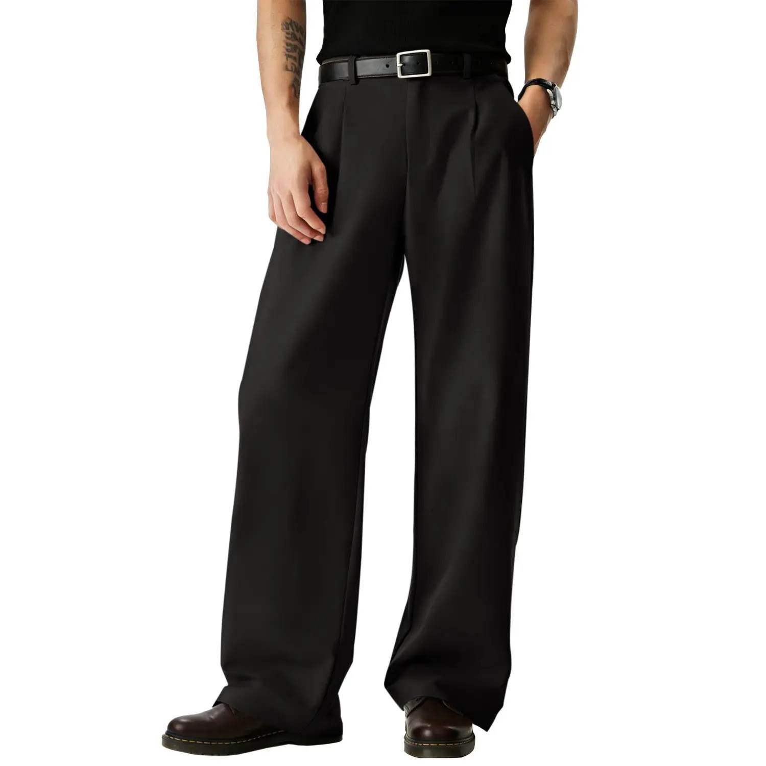 Men’s Pleated Wide-Leg Dress Pants