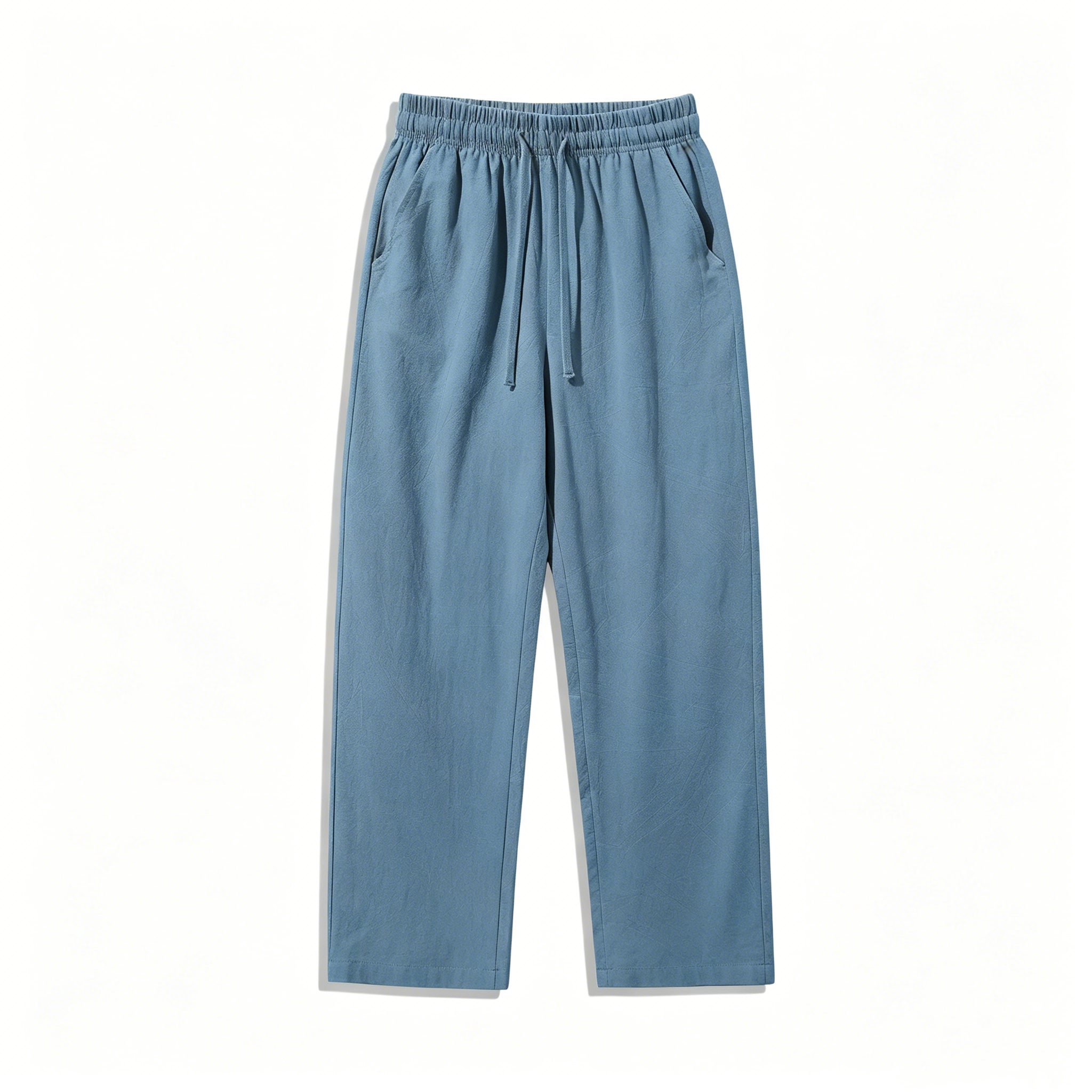Unisex 100% Cotton Linen Wide Leg Pants – Elastic Drawstring Summer Trousers