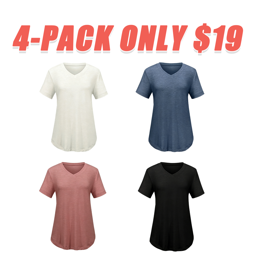 Women's Casual V-Neck Short Sleeve Tees