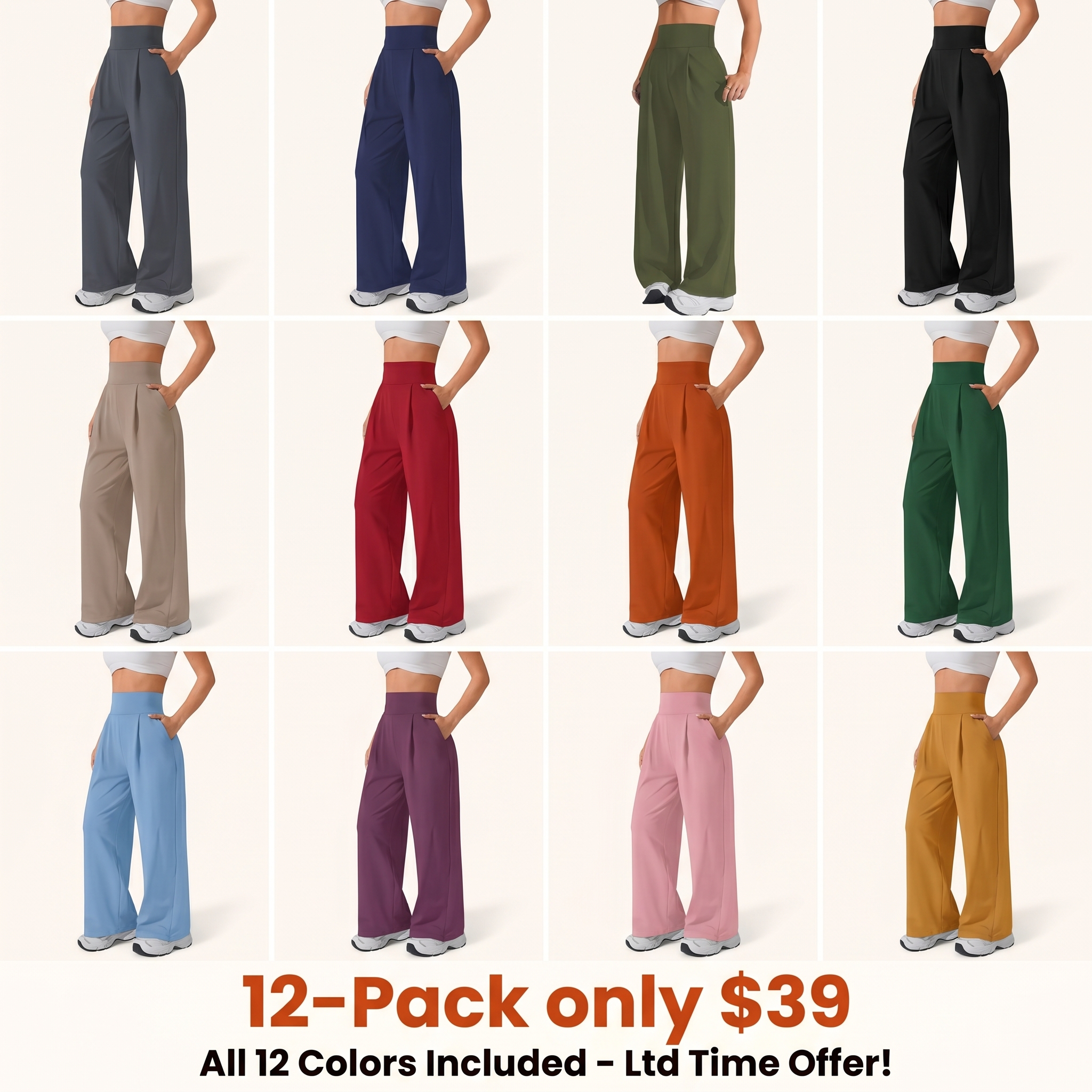 Women's Wide-Leg Sweatpants — High-Waisted, Loose-Fit Casual Trousers (With Pockets)