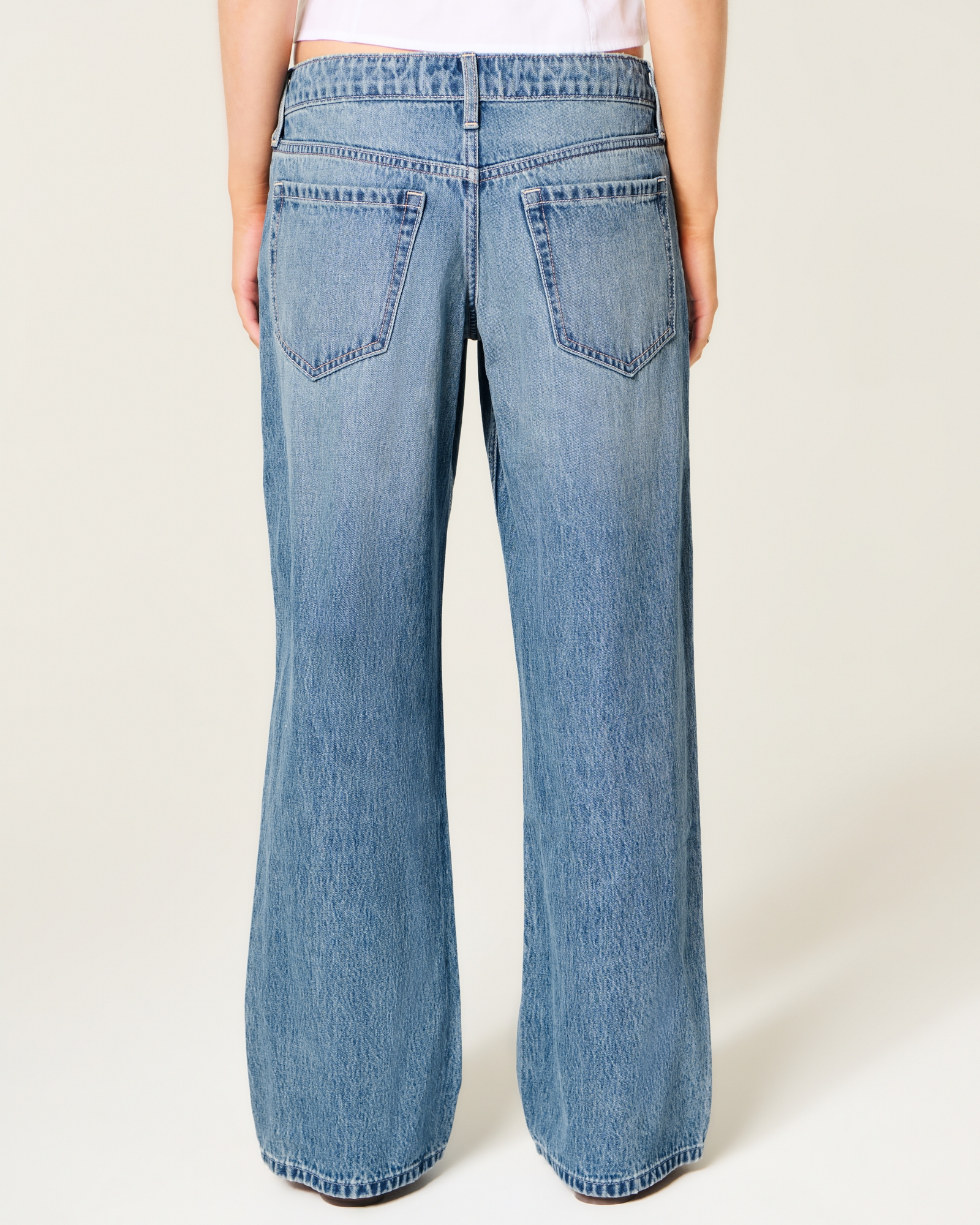 Low-Rise Dark Wash Baggy Jeans