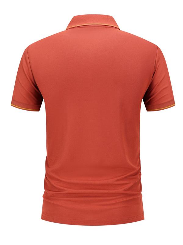 Men's Regular Fit Letter Print Contrast Trim Polo Shirt