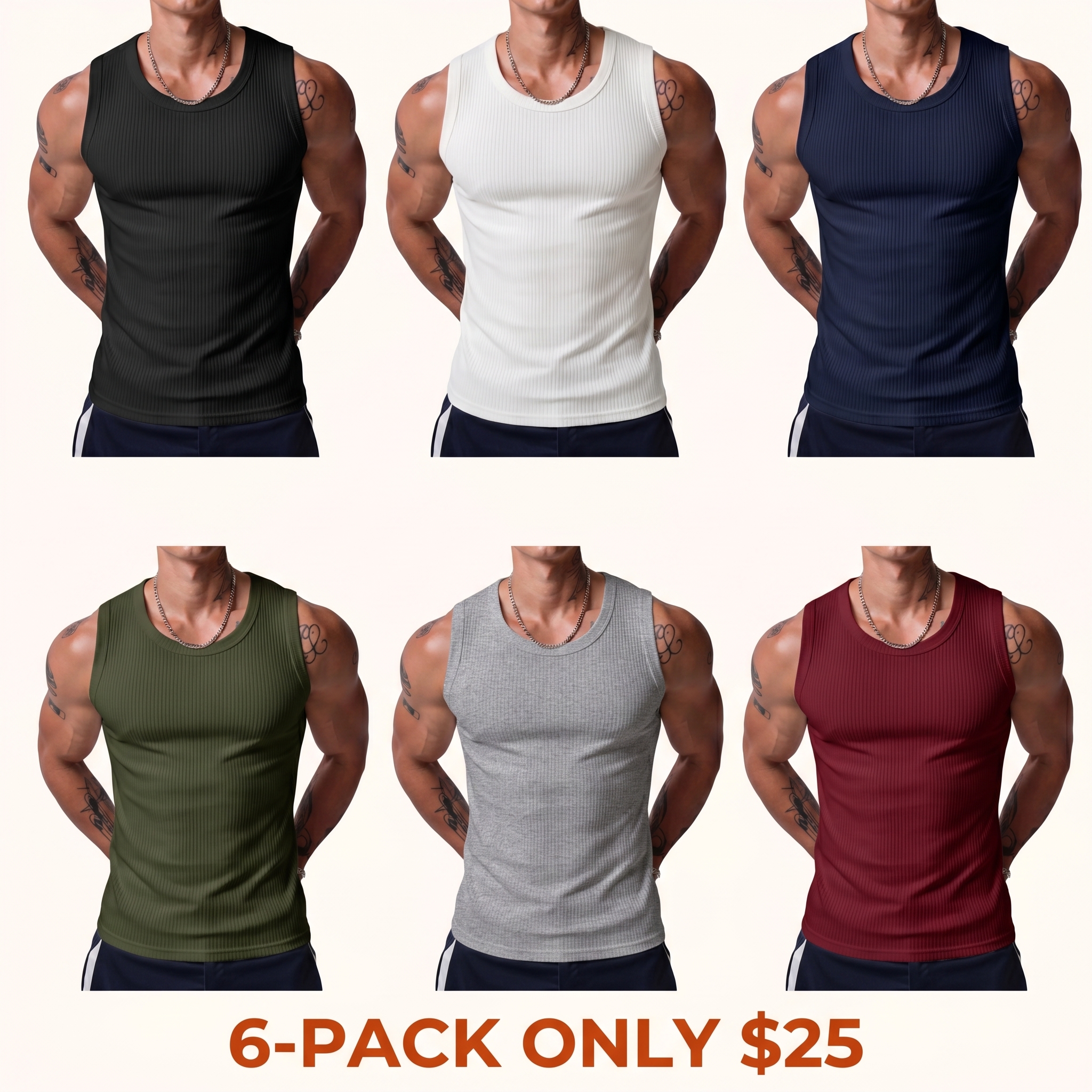 Men's Wide-Strap Ribbed Tank Top — High-Stretch, Breathable Muscle Vest