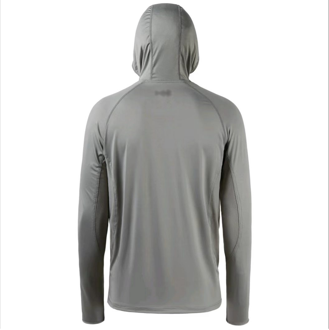 Men's UPF 50+ Long Sleeve Fishing Hoodie – Built-in UV Mask & Neck Gaiter