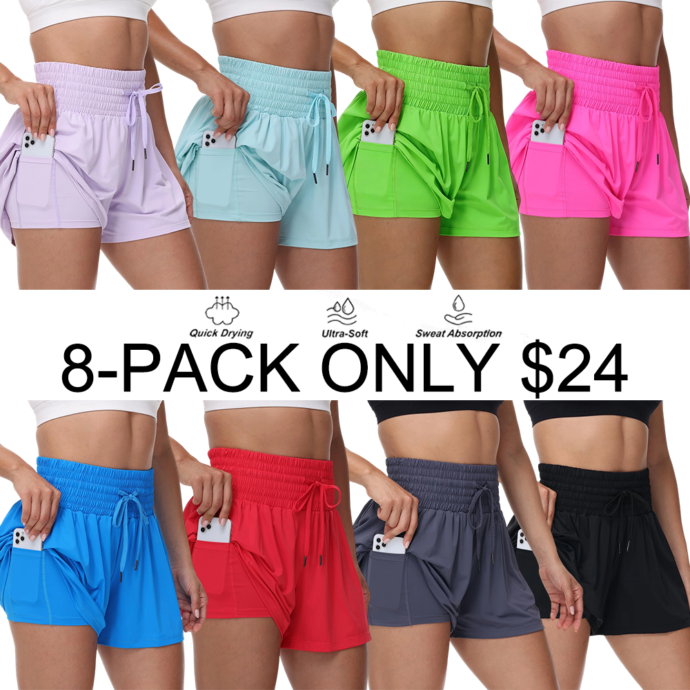 High Waisted 2-in-1 Flowy Athletic Shorts