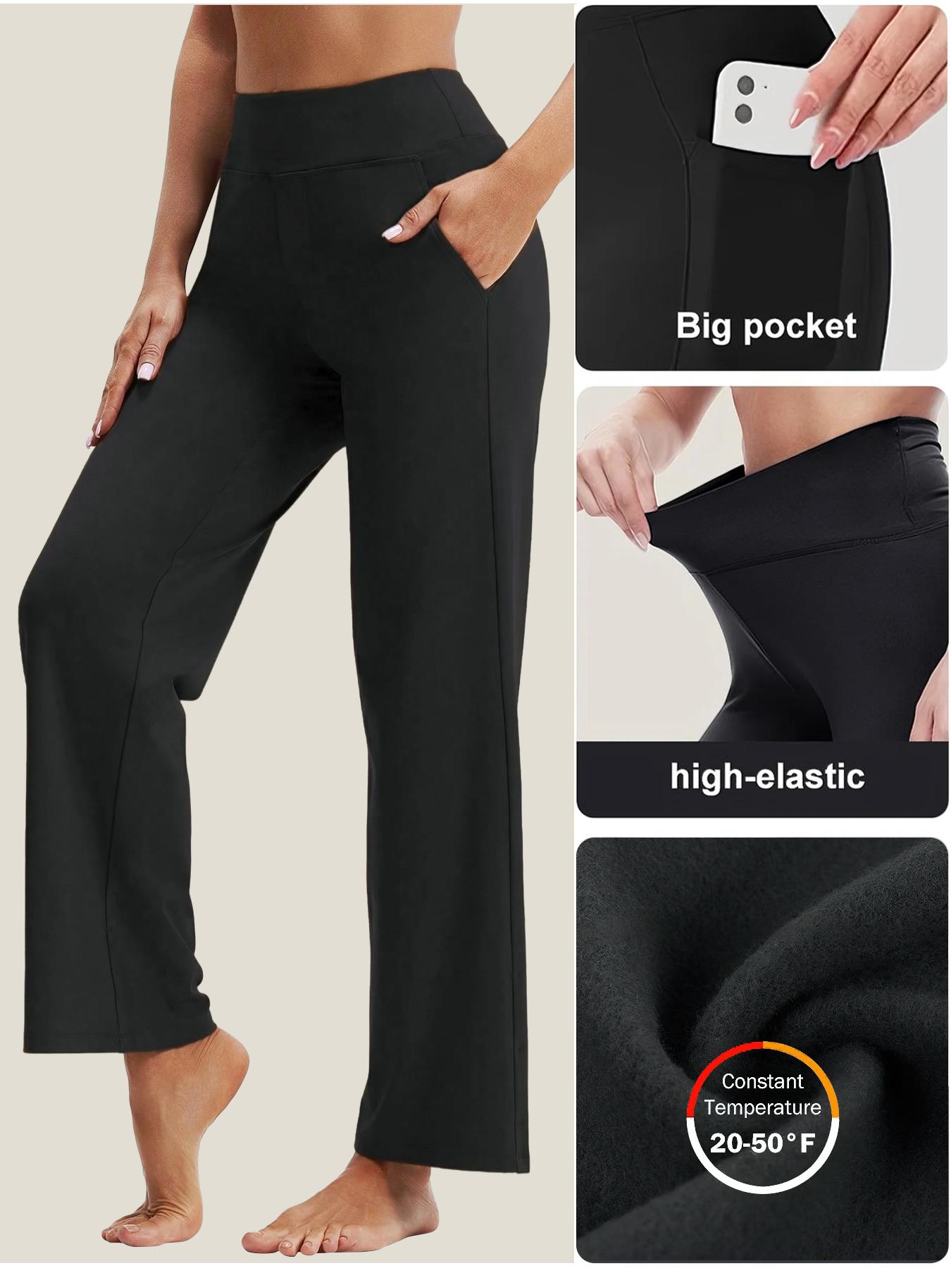 Solid-Color Fleece Yoga Pants — High-Waisted, Straight-Leg Jumpsuit Style