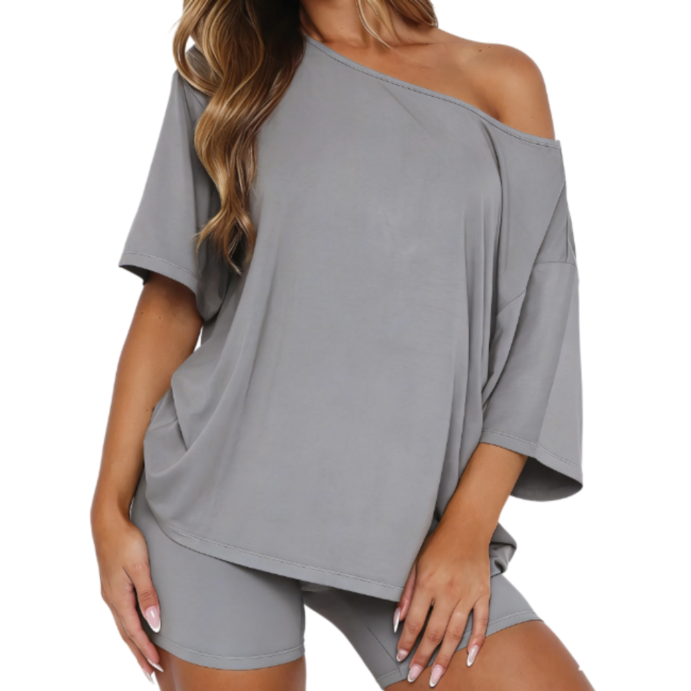 Women’s Casual Two Piece Lounge Set Off Shoulder Top