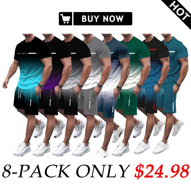 Men's Gradient Fitness Short Sleeve Set