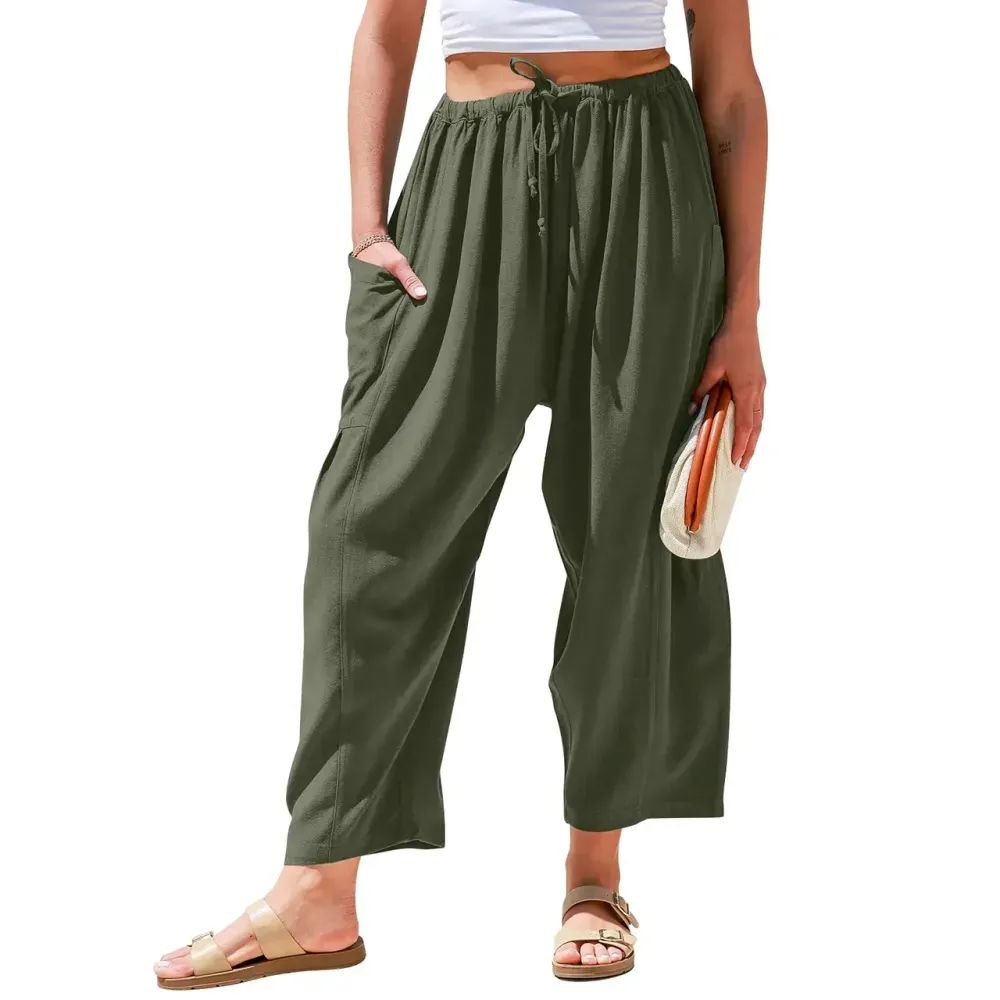 Womens Linen Wide Leg Pants