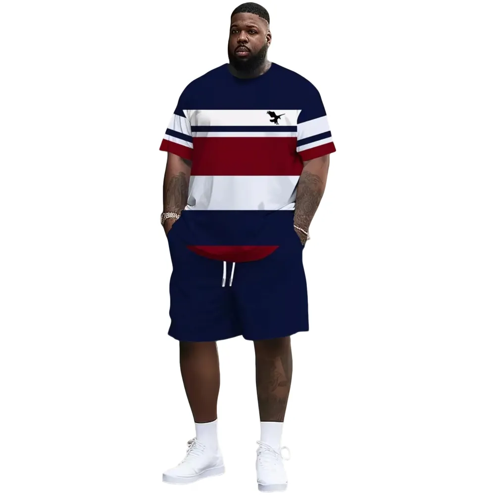 Men's Summer 2-Piece Set – Ultra-Breathable 3D Print Tee & Shorts, All-Day Comfort