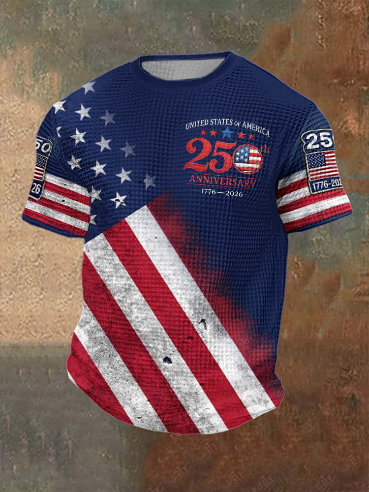 Men'S 250Th Anniversary Celebration Printed T-Shirt For American Independence Day