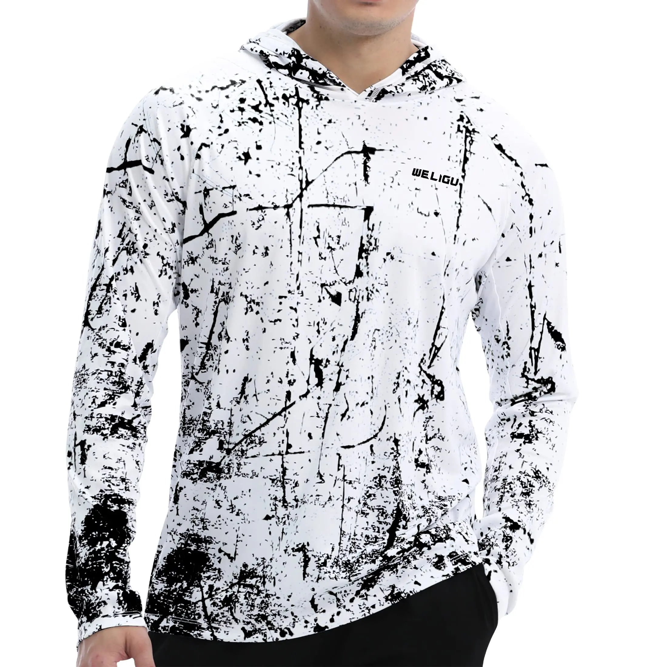 Men's UPF 50+ Sun Protection Hoodie Shirt Long Sleeve SPF Fishing Outdoor UV Hiking Lightweight Shirts