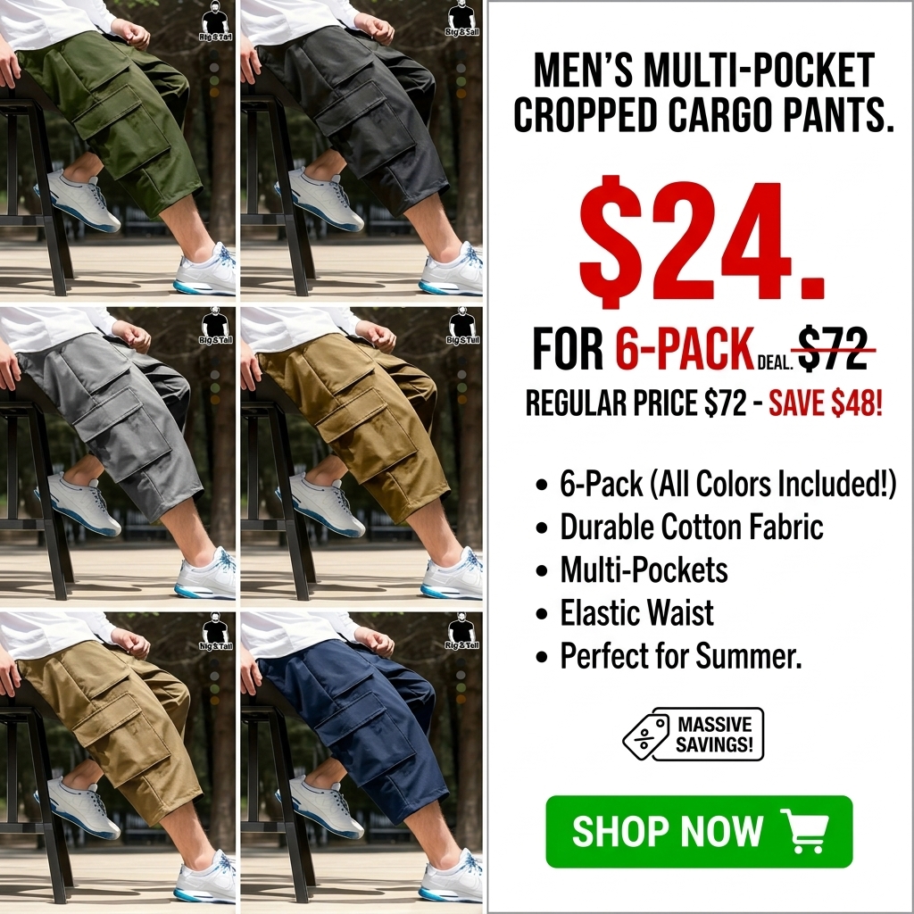 Men’s 7” Workwear Cargo Shorts – Multi-Pocket, Breathable, Everyday Casual Fit