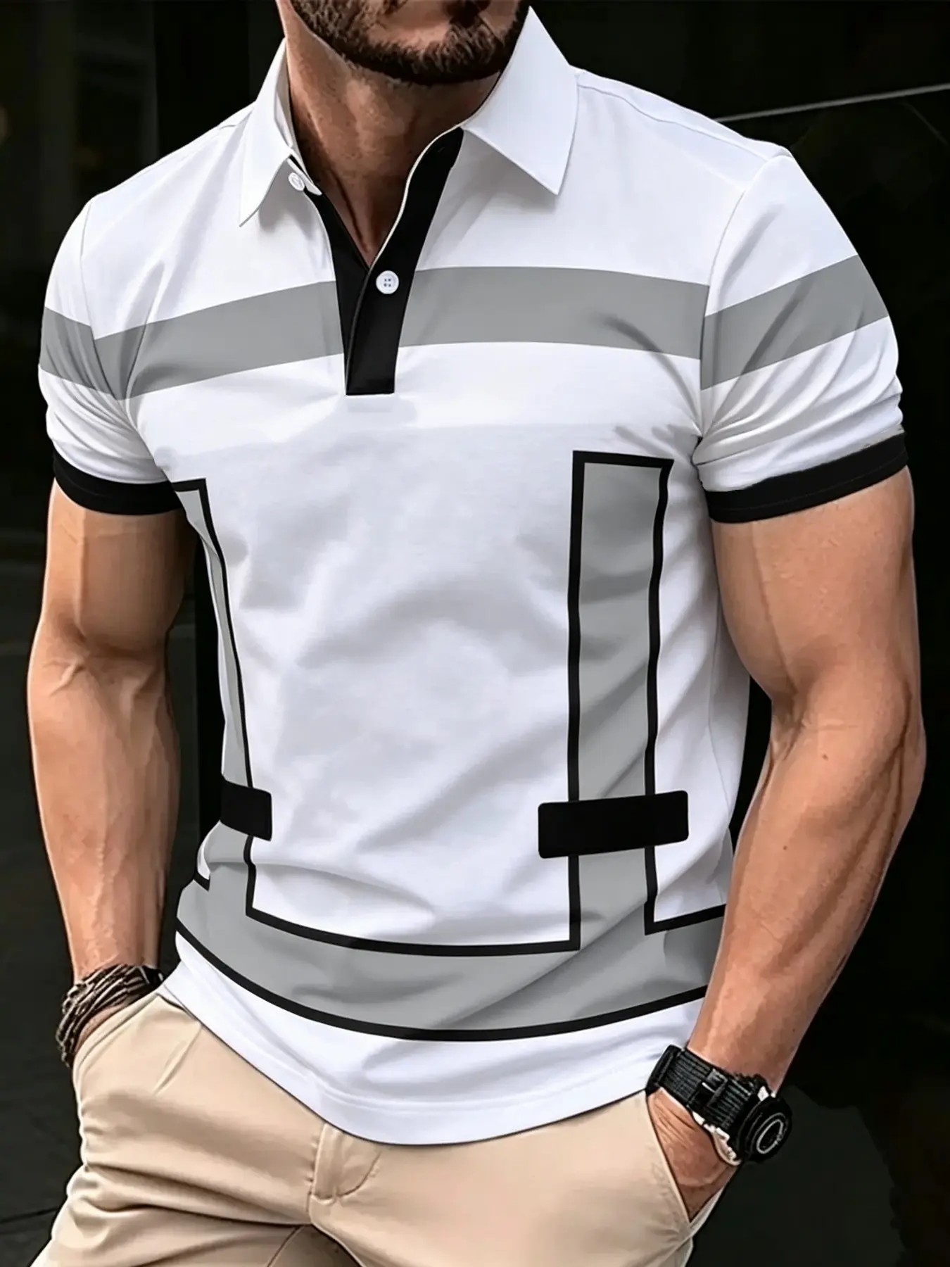 🎉Men's Reflective 3D Print Polo Shirt