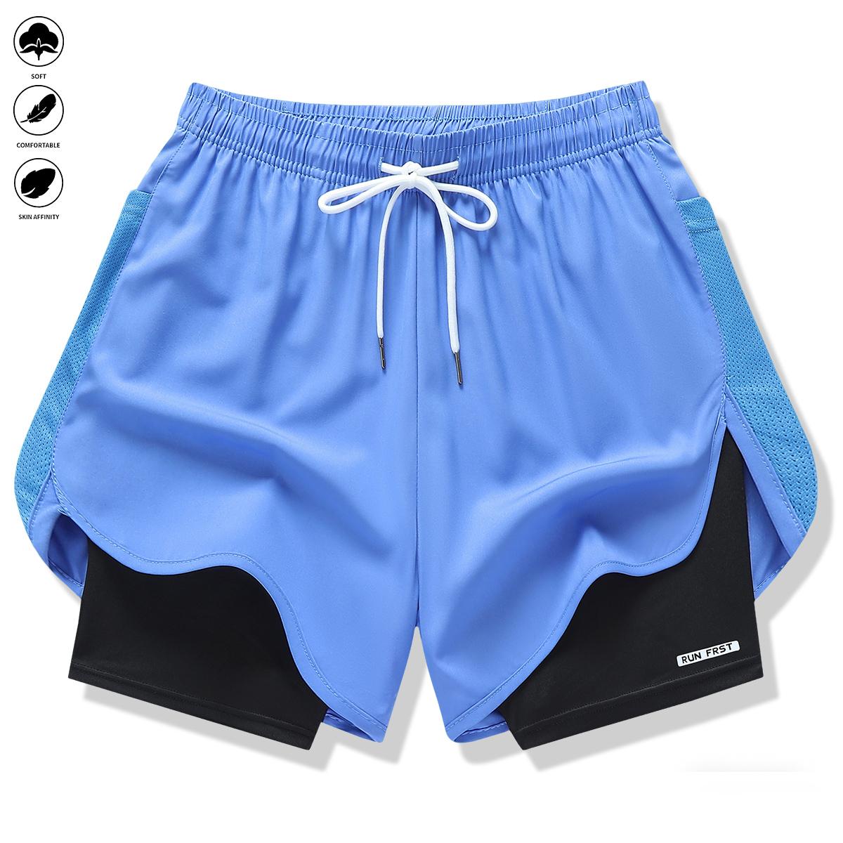 Women's Faux Two-Piece Athletic Shorts