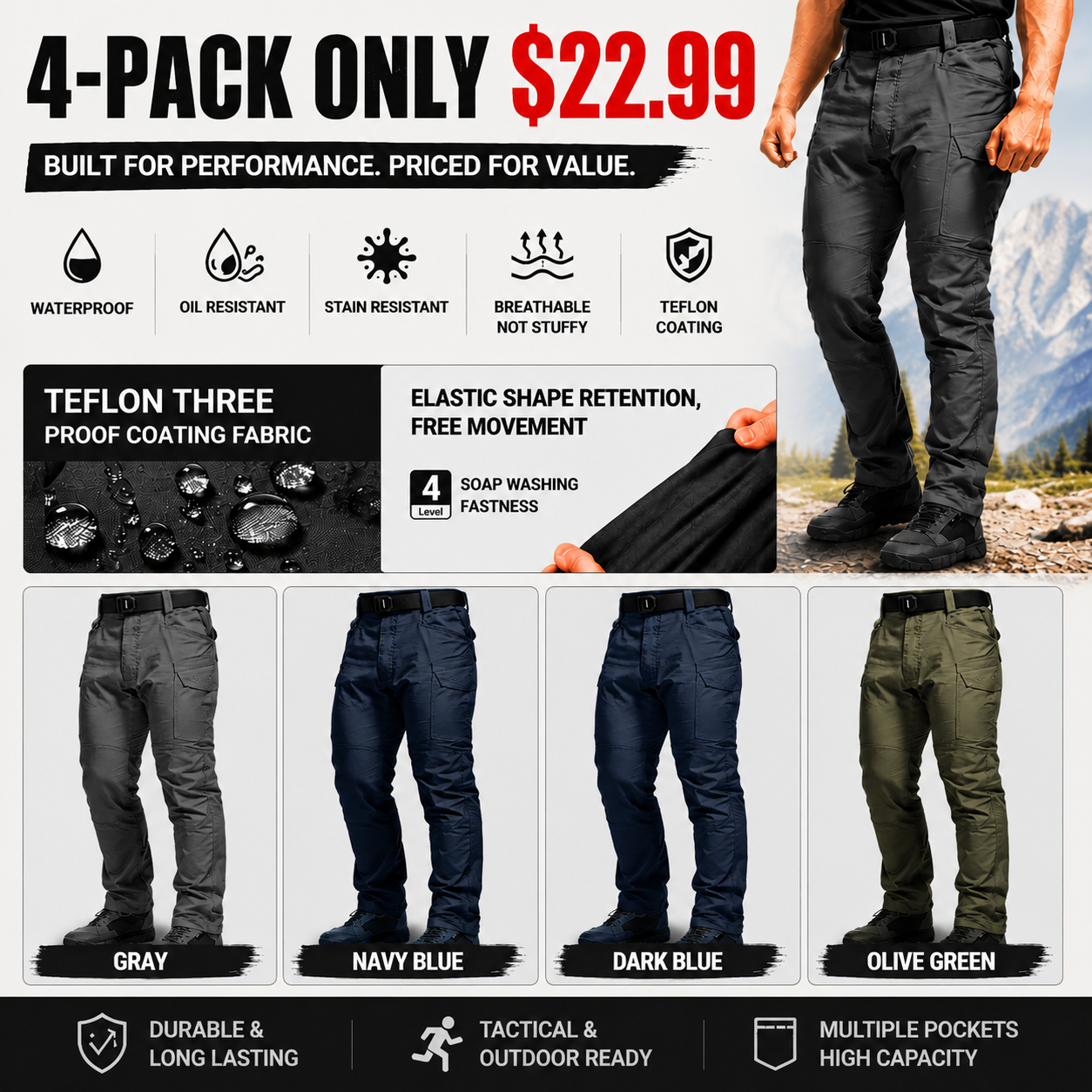 Men's Tactical Soft-Shell Cargo Pants