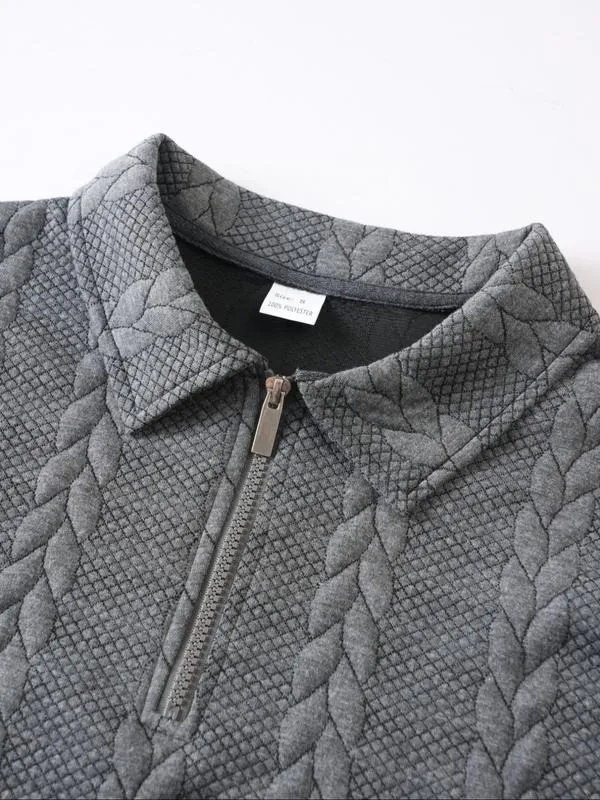 Men's Fall Winter Outfits Knitted Polo Neck Long Sleeve Sweatshirt for Daliy Wear