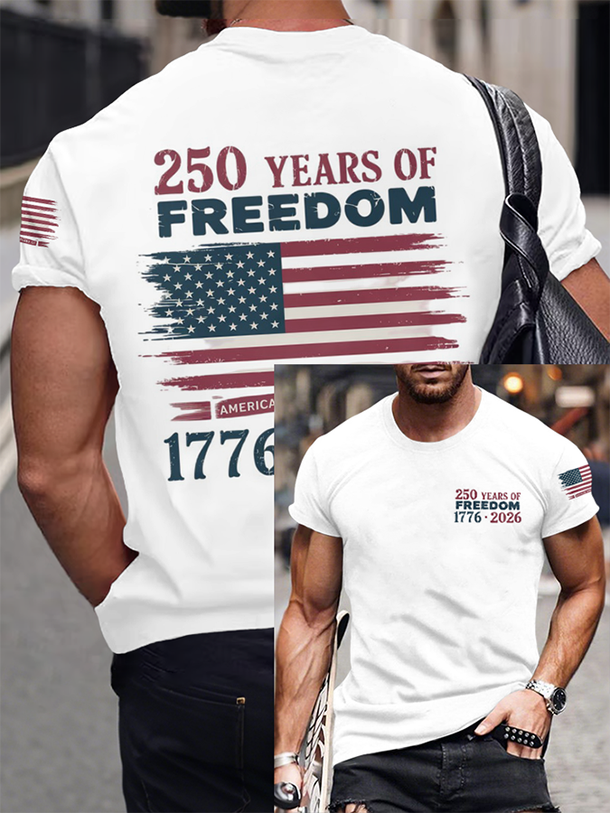 Men'S Casual American 1776-2026 Anniversary Printed Short Sleeved T-Shirt