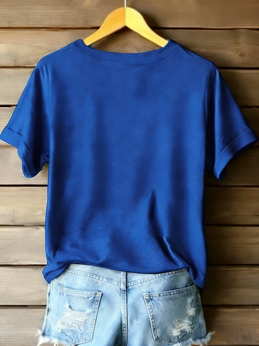 Women's 250th Anniversary Embroidery Pattern V-Neck T-Shirt