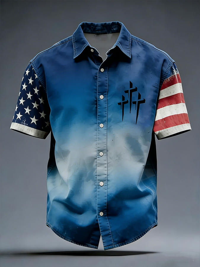 Men'S Flag Printed Casual Shirt