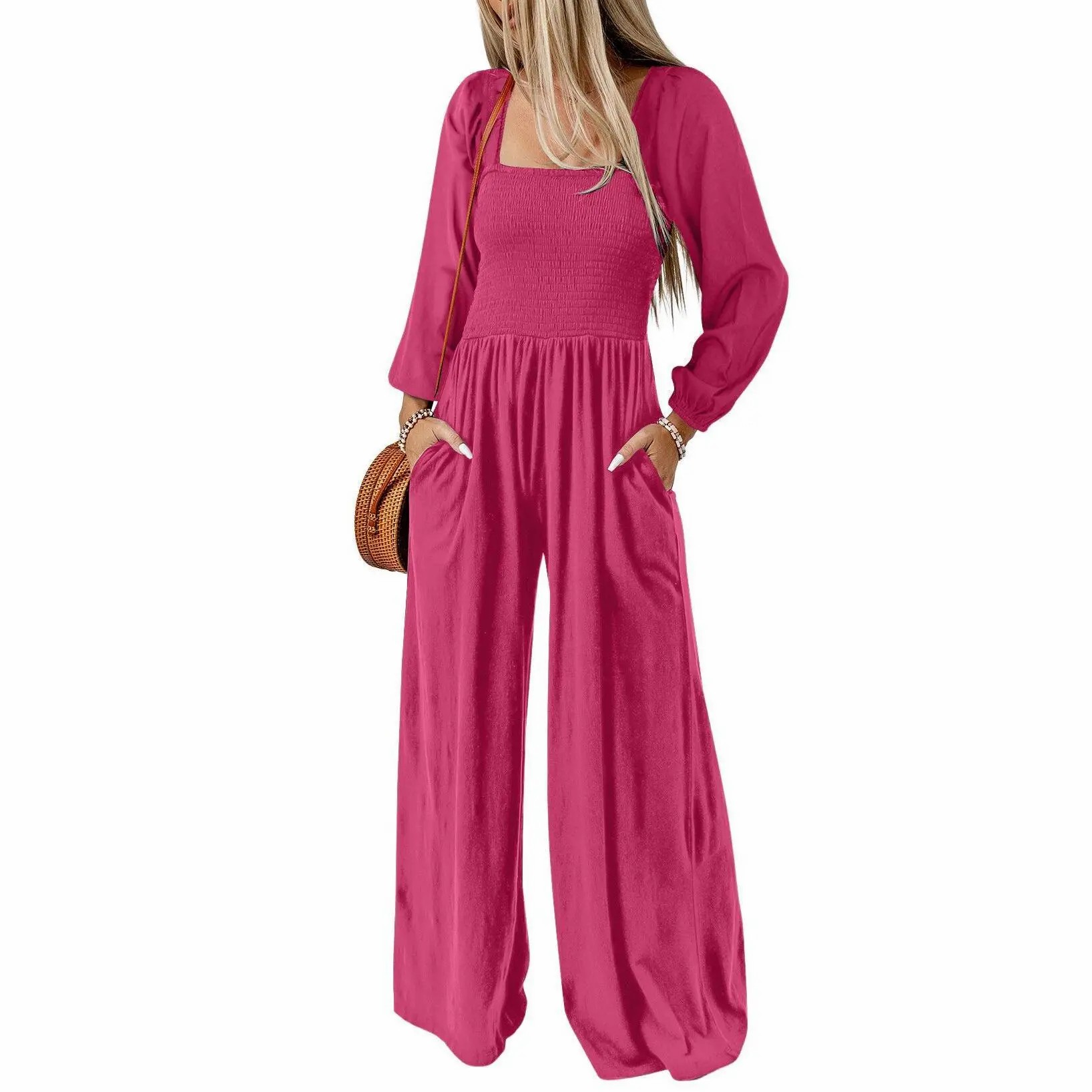 🌿 Women's Long Sleeve Wide Leg Casual Jumpsuit