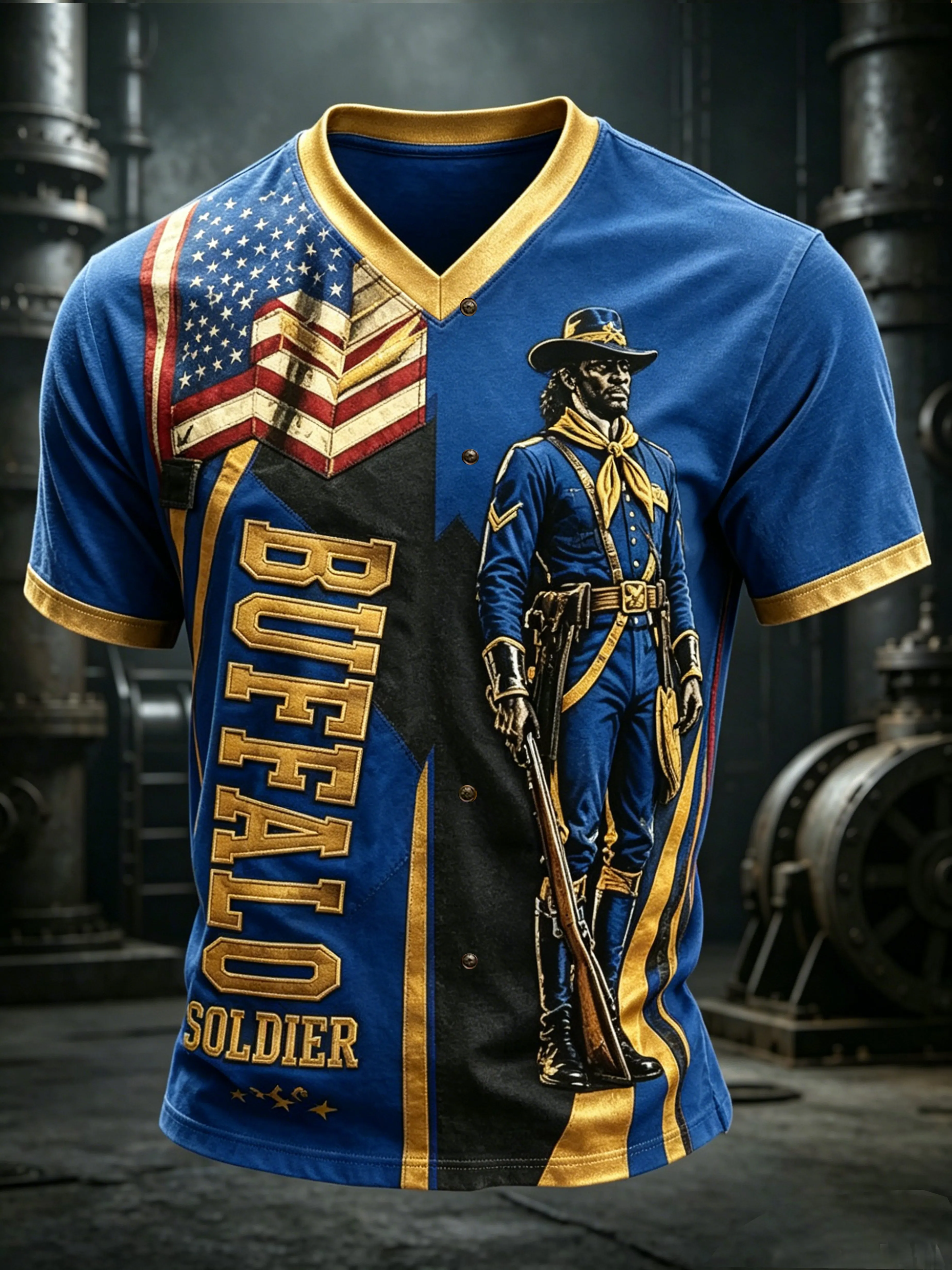 Men's Juneteenth Buffalo Soldier Cycling Art Print Top
