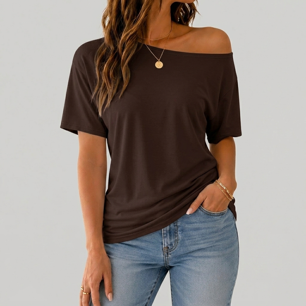 Women's Solid Color Minimalist Loose Tee Top