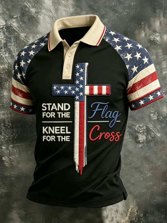 Men'S Flag Printed Casual Raglan Shirt