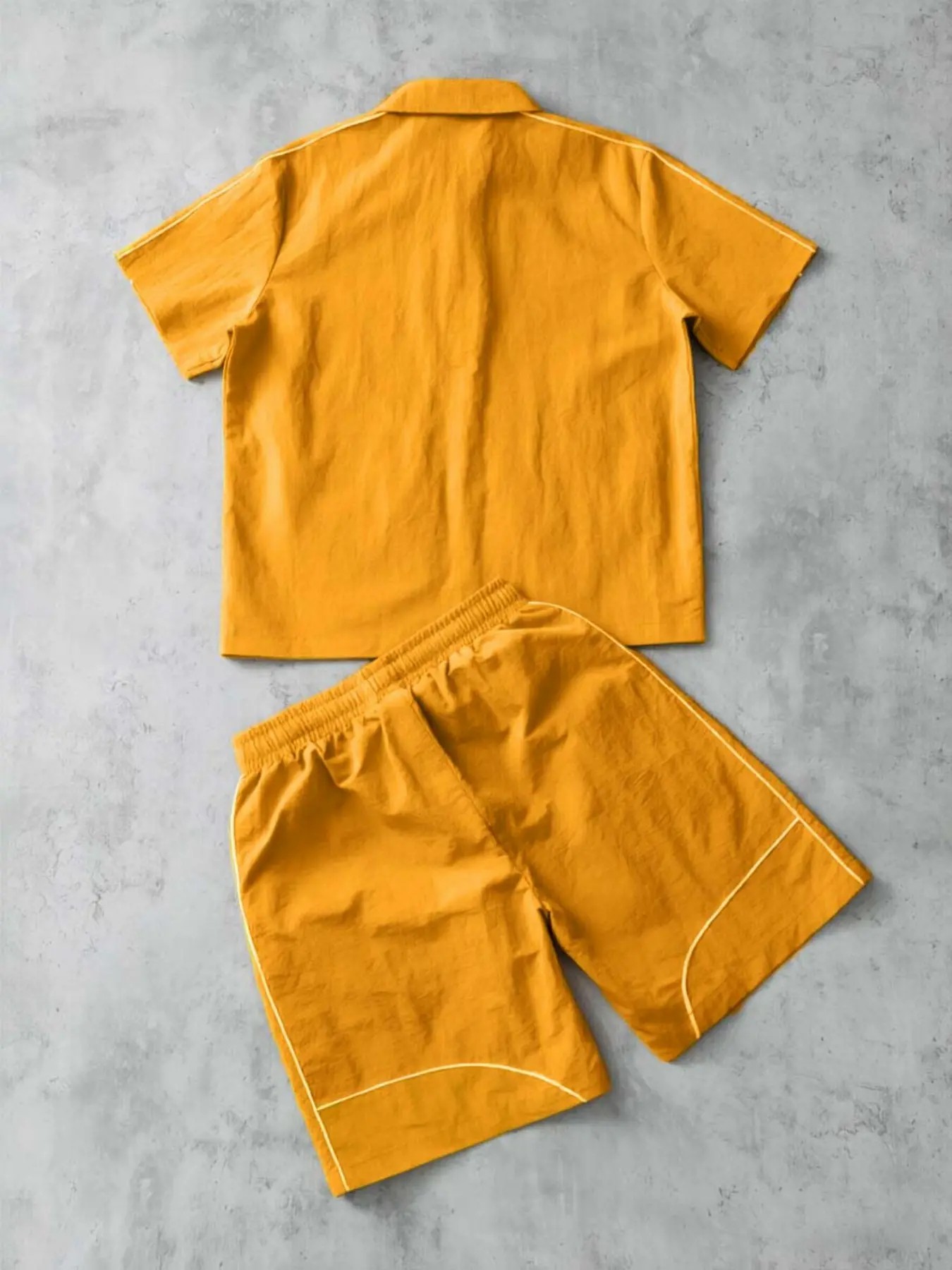 Stars Pattern Casual Set Short Sleeve Zipper Shirt + Gym Shorts Two-Piece Set