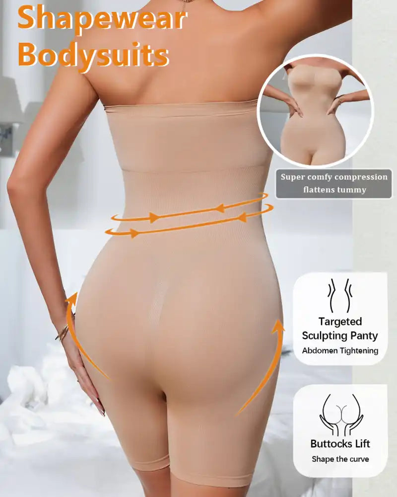 +$5 BOGO FREE!🔥Strapless Tummy Control Shapewear Bodysuit - Mid-Thigh Coverage