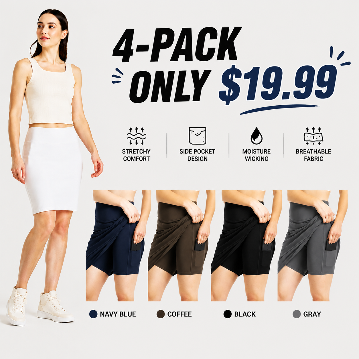 Women's 20-Inch Golf Skort (Knee-Length)