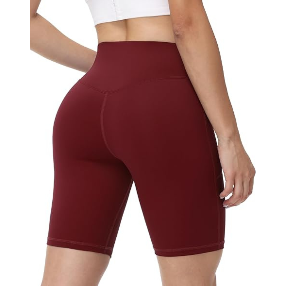 High Waist Yoga Shorts for Women - Soft Breathable Athletic Workout Shorts with Pockets, Tight Fit Gym Wear for Casual Use
