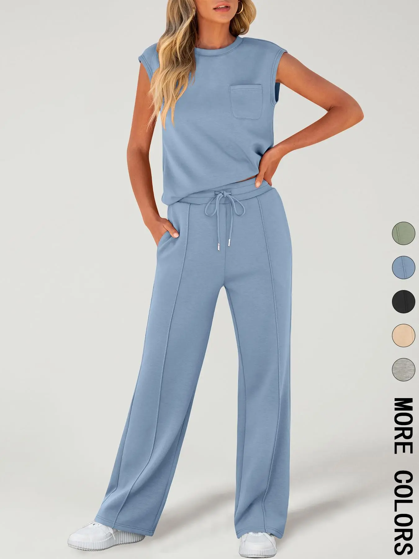 ⚡FINAL SALE⚡- Women's Solid-Color Slim-Fit Vest and Trousers Two-Piece Set