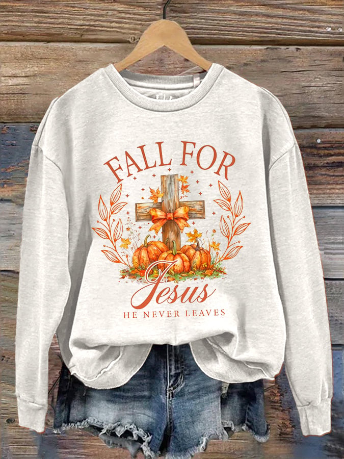 Women's Fall Jesus Print Sweatshirt
