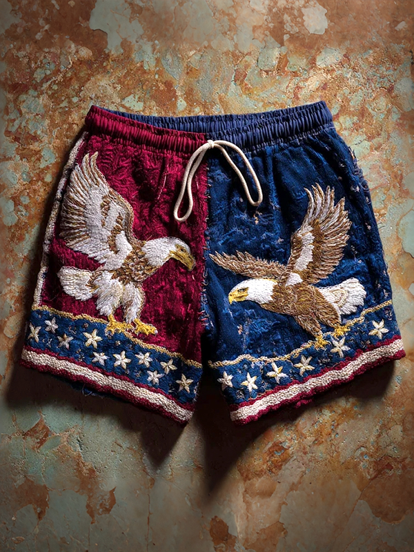 Women's American Independence Day Bald Eagle Art Print Casual Shorts