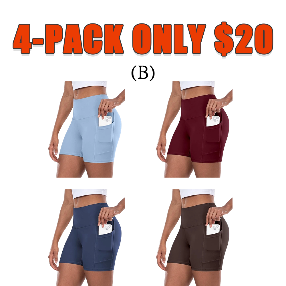 Women's High Waist Yoga Biker Shorts with Pocket