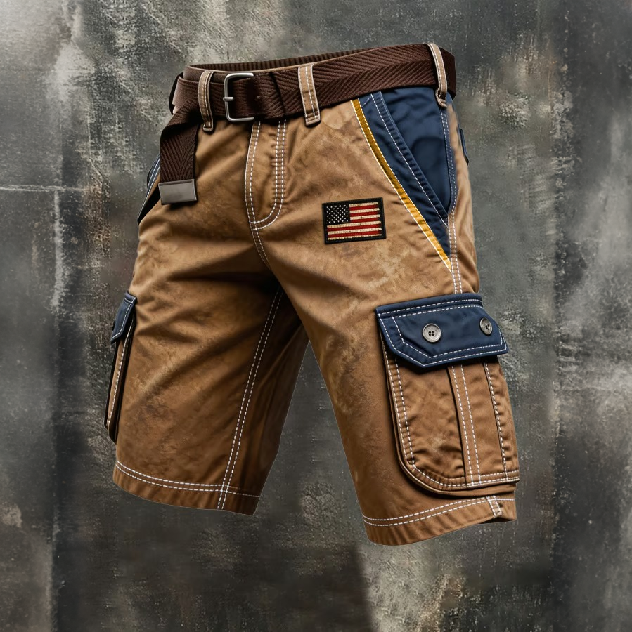 Men'S Workwear Retro American Independence Day Shorts