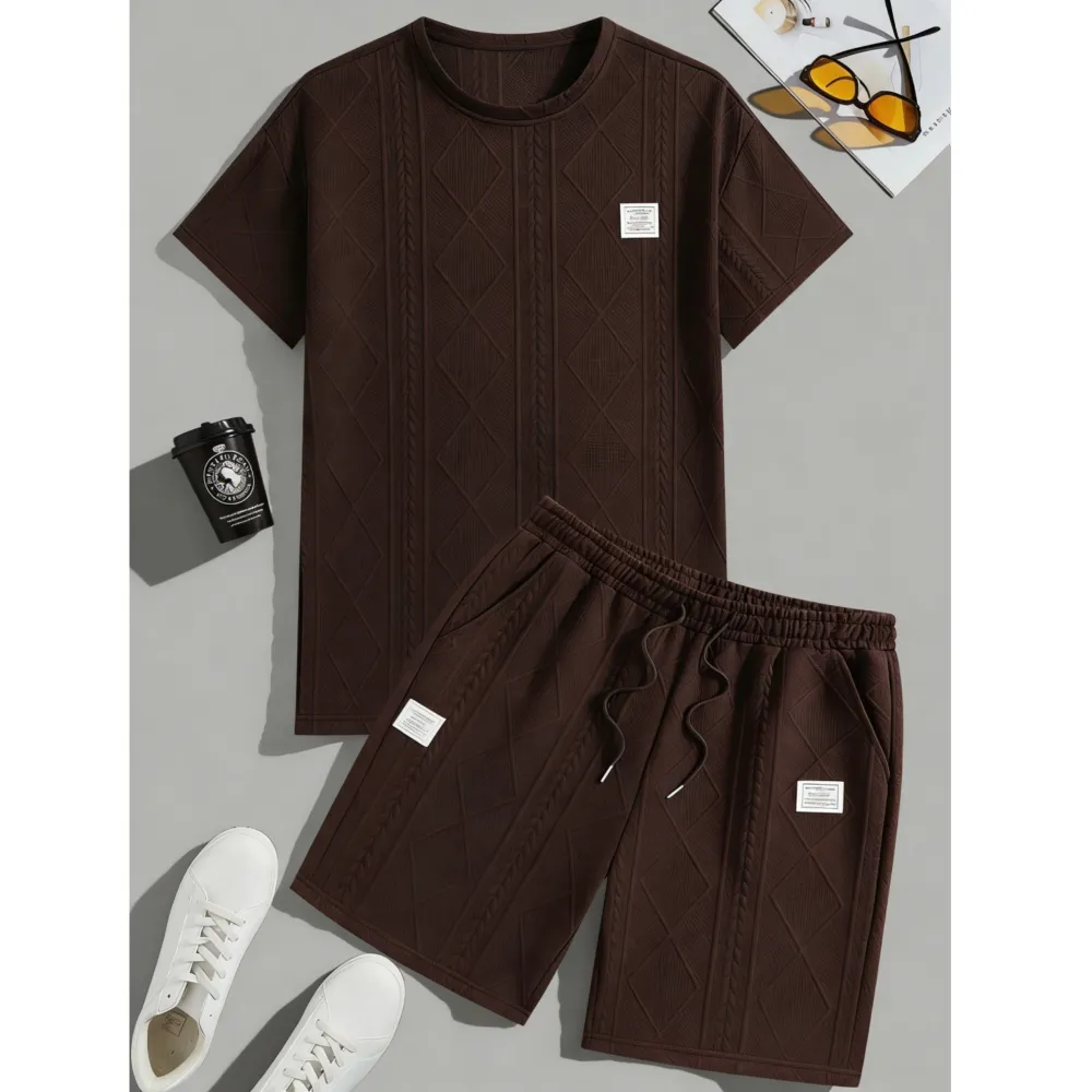 Men's Casual Sports Suit 2-Piece texture Set
