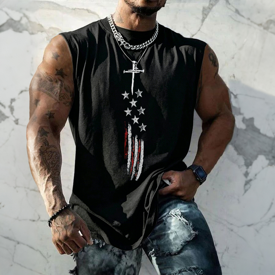 Men'S Sleeveless Casual Cotton And Linen T-Shirt